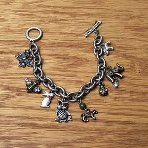 Vintage Inspired Silver Animal Charm Bracelet Cha-cha 7/7.5"
